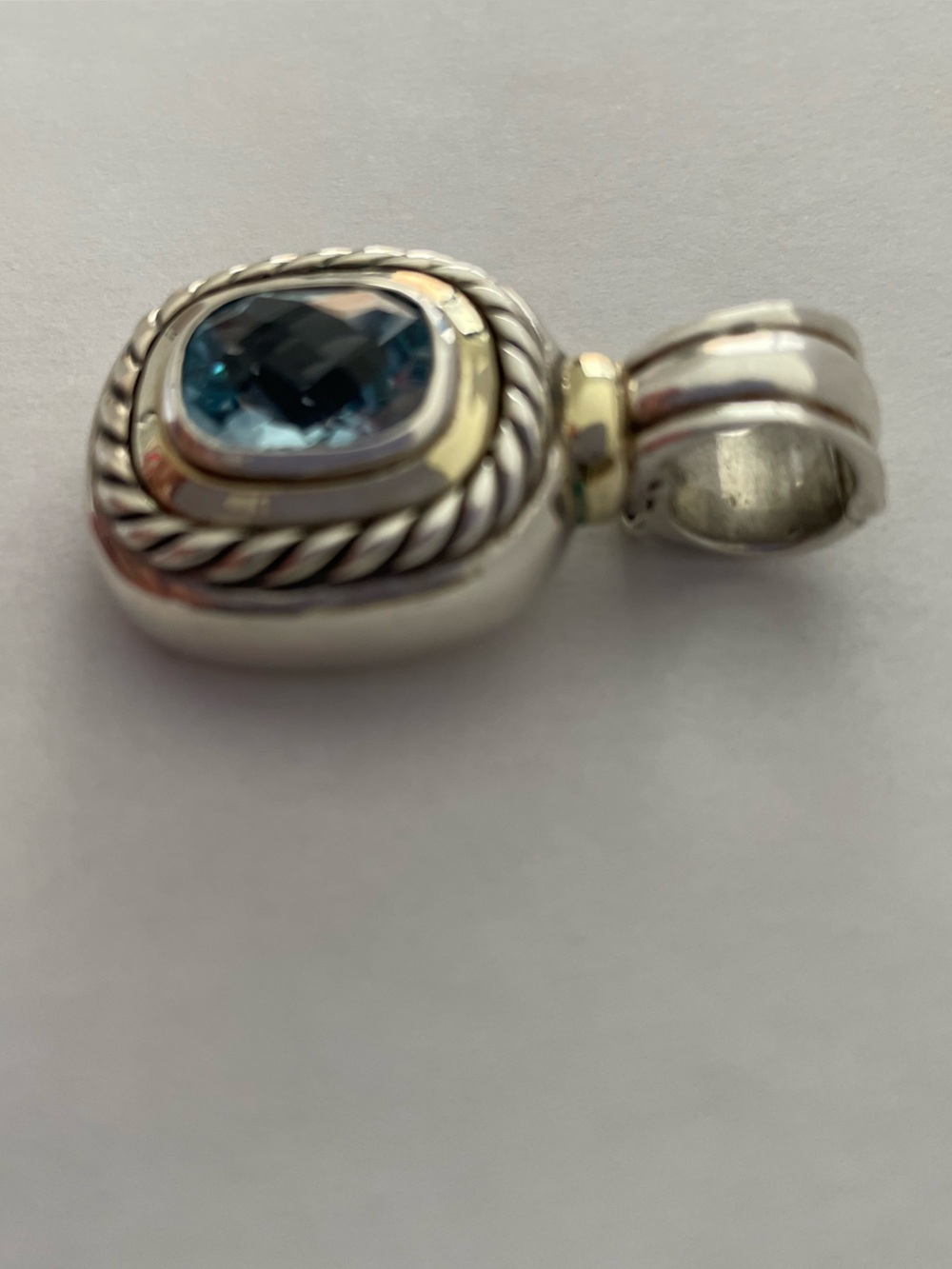 David Yurman Large Classic Blue Topaz Albion Enhancer - Picture 4 of 9